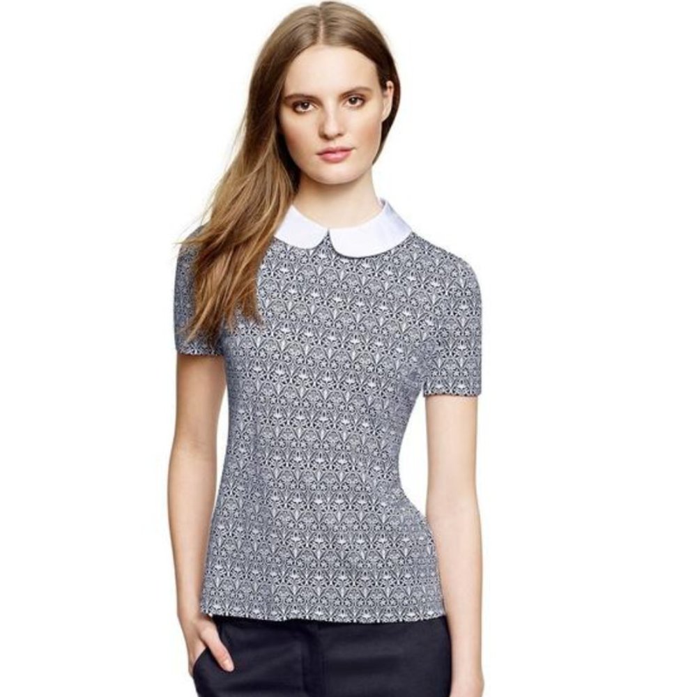 Tory Burch Navy Blue & White Ladylike Blouse XS